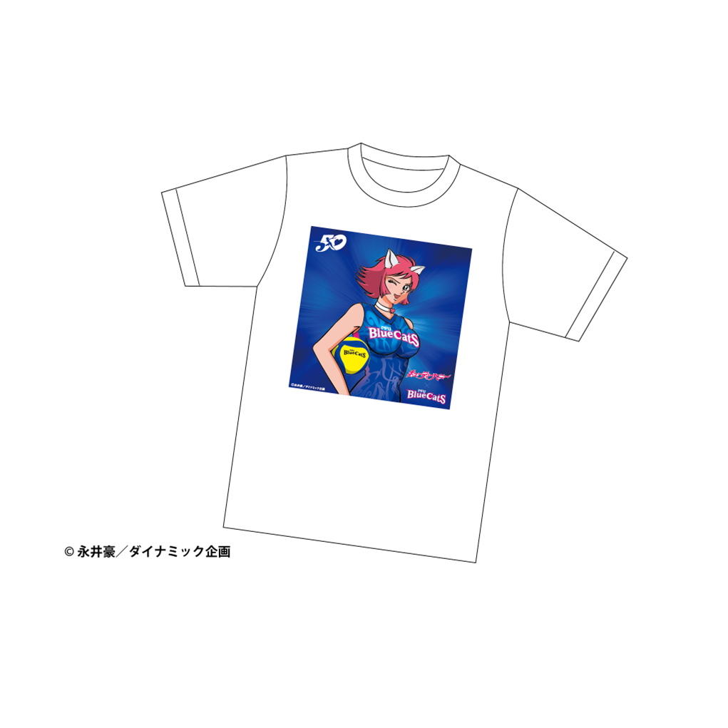 【チャリティグッズ】「キューティーハニー × PFUブルーキャッツ」コラボTシャツ
